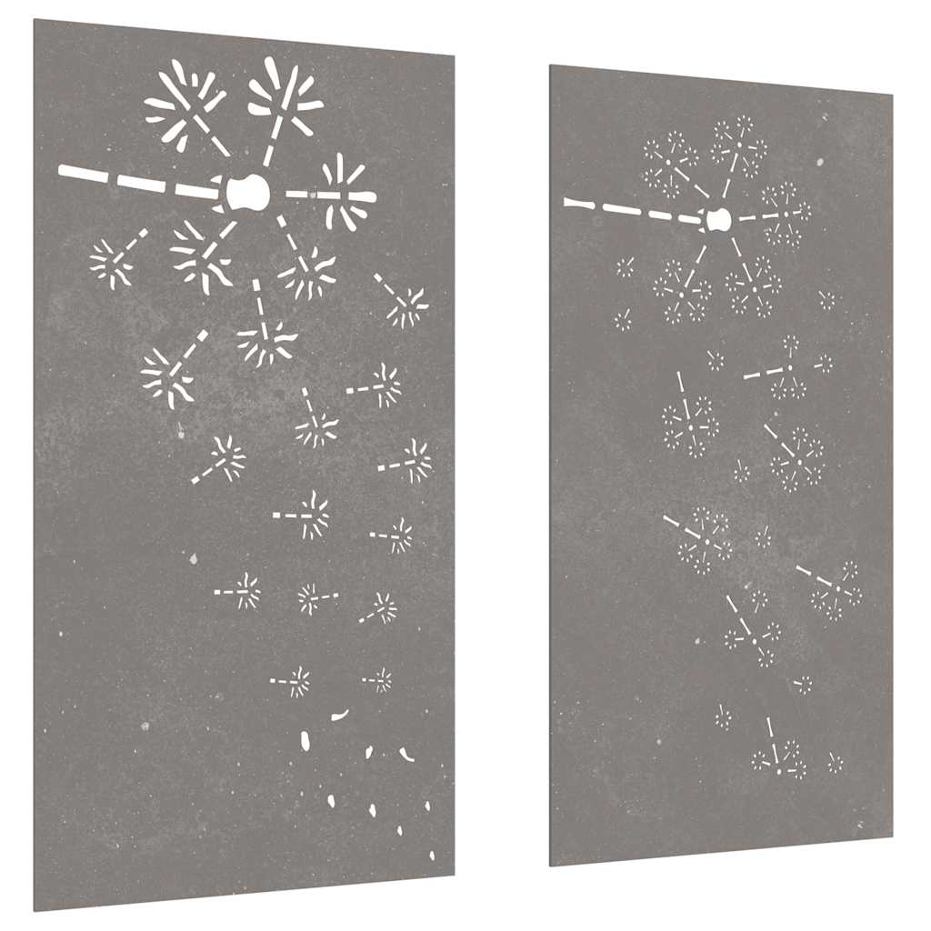 Vidaxxl décoration murale jardin 2 pcs motif floral 105x55 cm acier corten