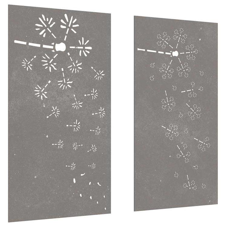 Vidaxxl décoration murale jardin 2 pcs motif floral 105x55 cm acier corten