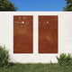 Vidaxxl décoration murale jardin 2 pcs motif floral 105x55 cm acier corten