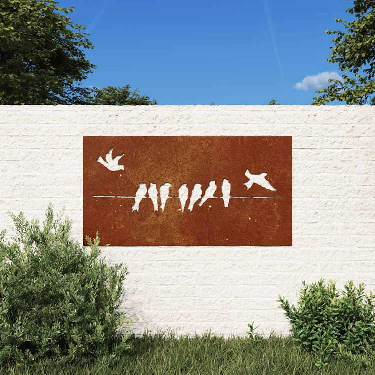 VidaXL décoration murale jardin oiseau design 105x55 cm acier corten