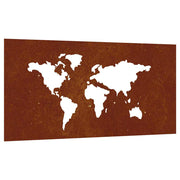 Vidaxl Mur Decoration Garden World Map Design 105x55 cm Cortenstaal - afbeelding 2