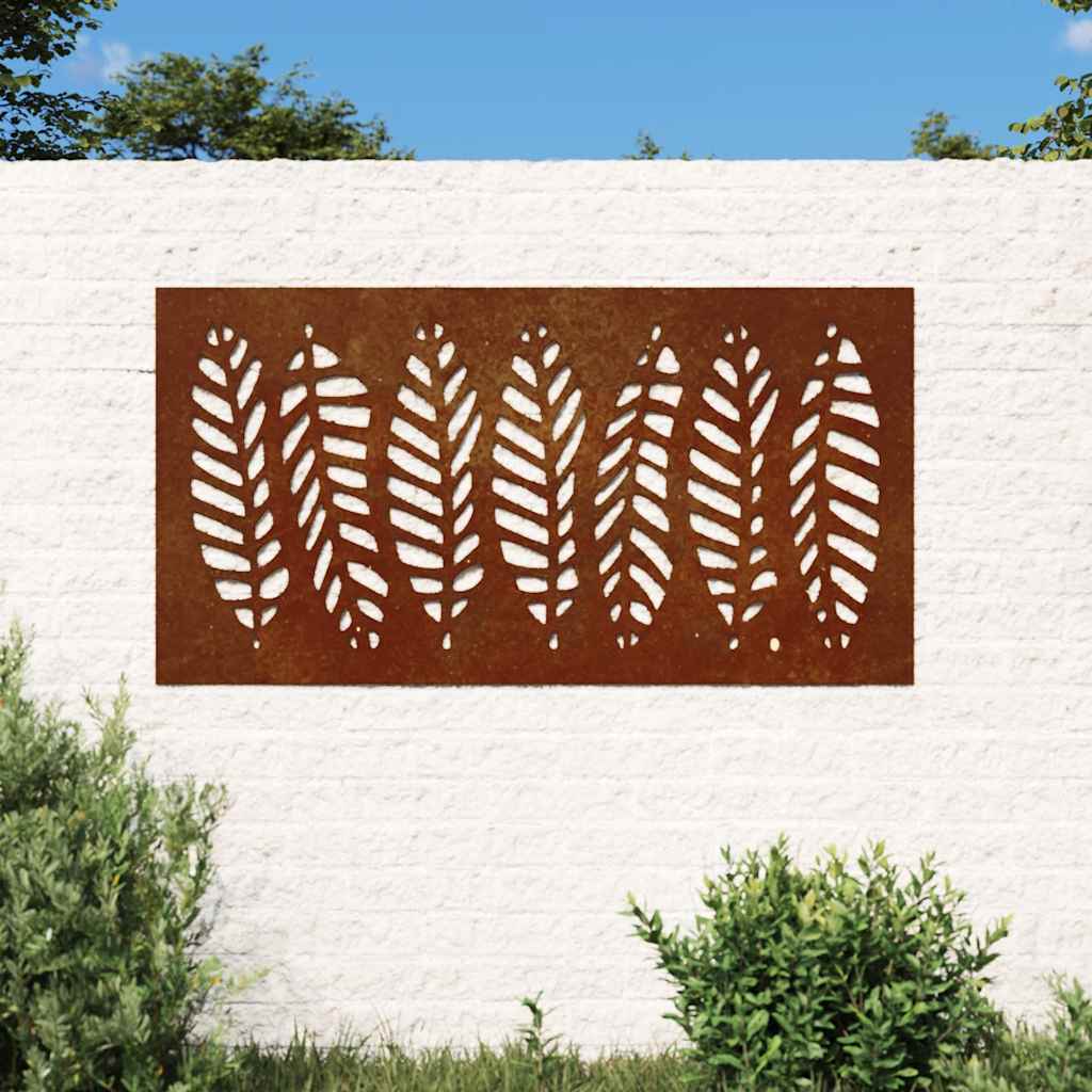 Vidaxl Mur Decoration Garden Leaf Design 105x55 cm Cortenstaal