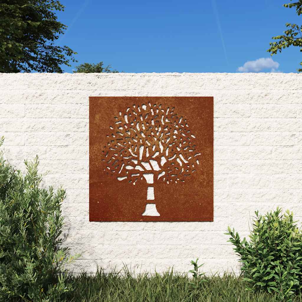 Vidaxl Wall Decoration Garden Tree Design 55x55 cm Cortenstaal