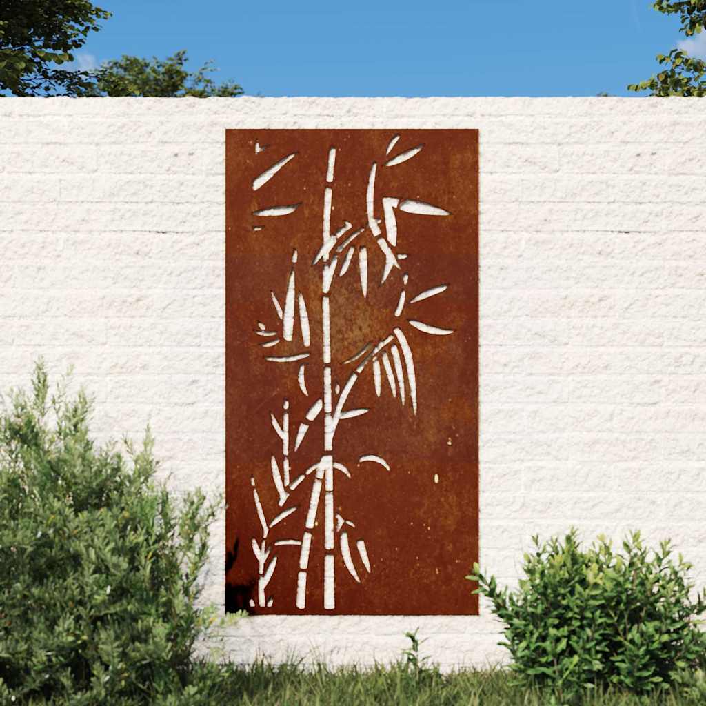Vidaxxl décoration murale jardin bambou design 105x55 cm acier corten