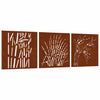 Vidaxl Wall Decoration Garden 3 St Grass Design 55x55 cm Cortenstaal