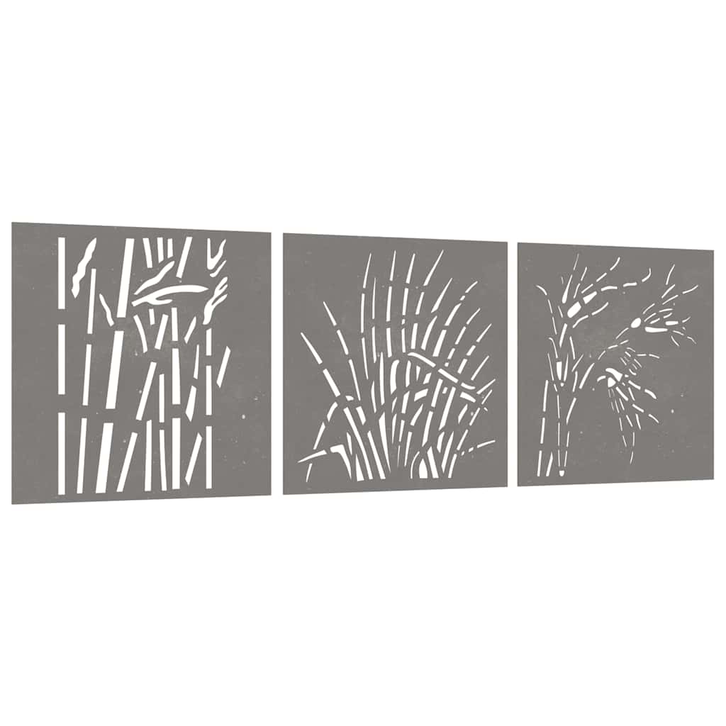 Vidaxl Wall Decoration Garden 3 St Grass Design 55x55 cm Cortenstaal