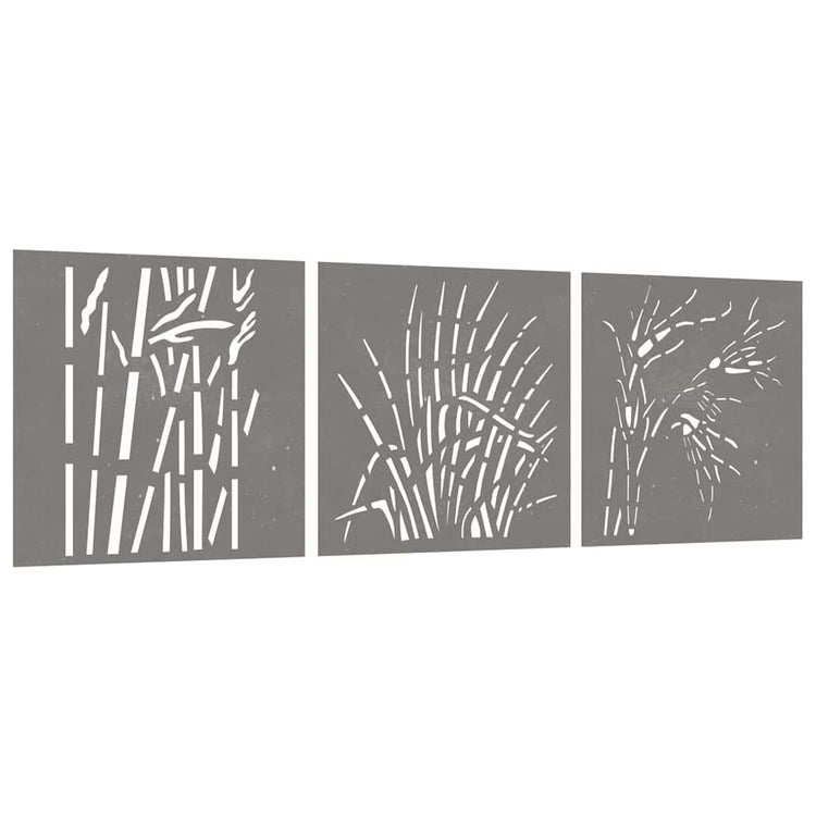 Vidaxl Wall Decoration Garden 3 St Grass Design 55x55 cm Cortenstaal