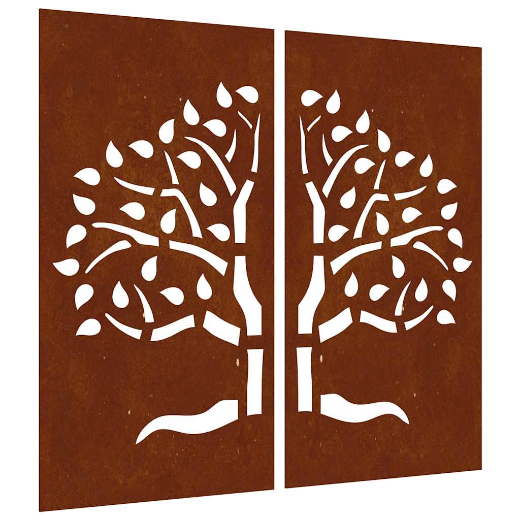Vidaxl Wall Decoration Garden 2 St Tree Design 105x55 cm Cortenstaal