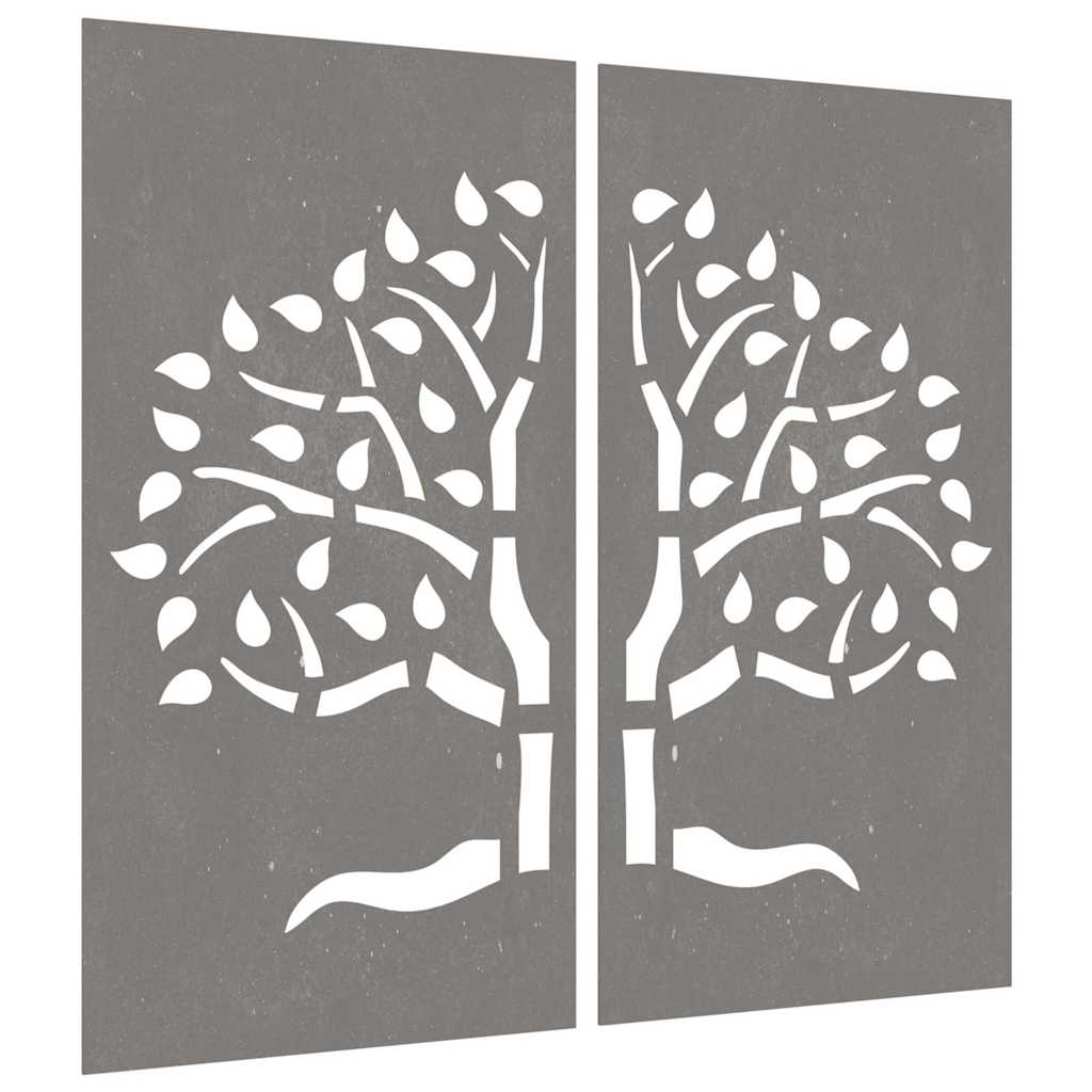 Vidaxl Wall Decoration Garden 2 St Tree Design 105x55 cm Cortenstaal