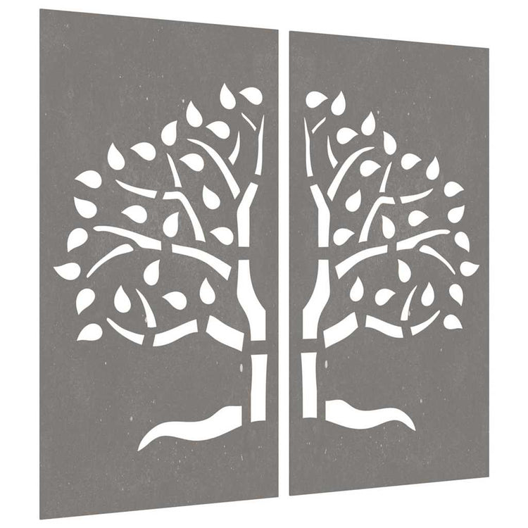 Vidaxl Wall Decoration Garden 2 St Tree Design 105x55 cm Cortenstaal