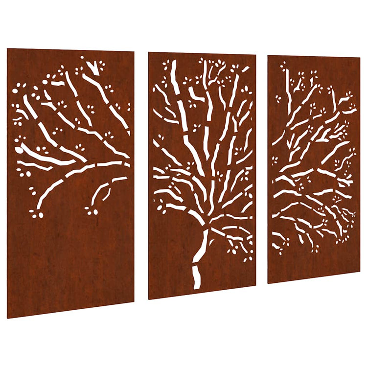 Vidaxx ensemble de décoration de jardin 3 pièces design arbre 105x55 cm acier corten