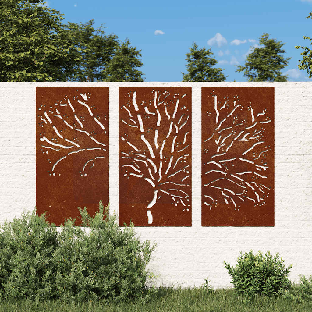 Vidaxx ensemble de décoration de jardin 3 pièces design arbre 105x55 cm acier corten