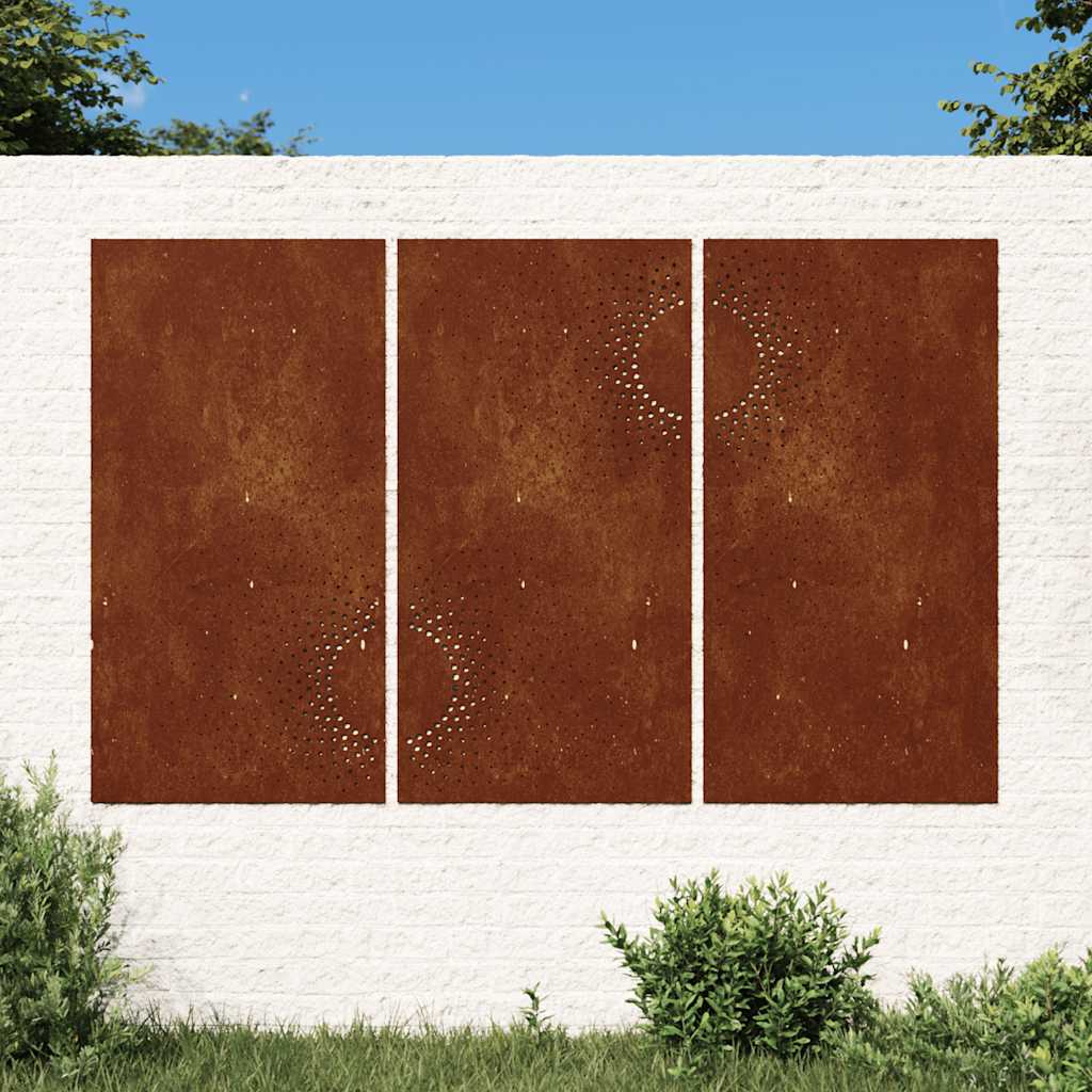 Vidaxl Wall Decoration Garden 3 St Sun Design 105x55 cm Cortenstaal