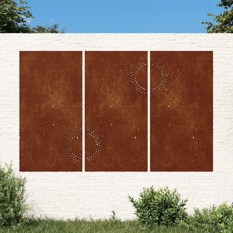Vidaxl Wall Decoration Garden 3 St Sun Design 105x55 cm Cortenstaal