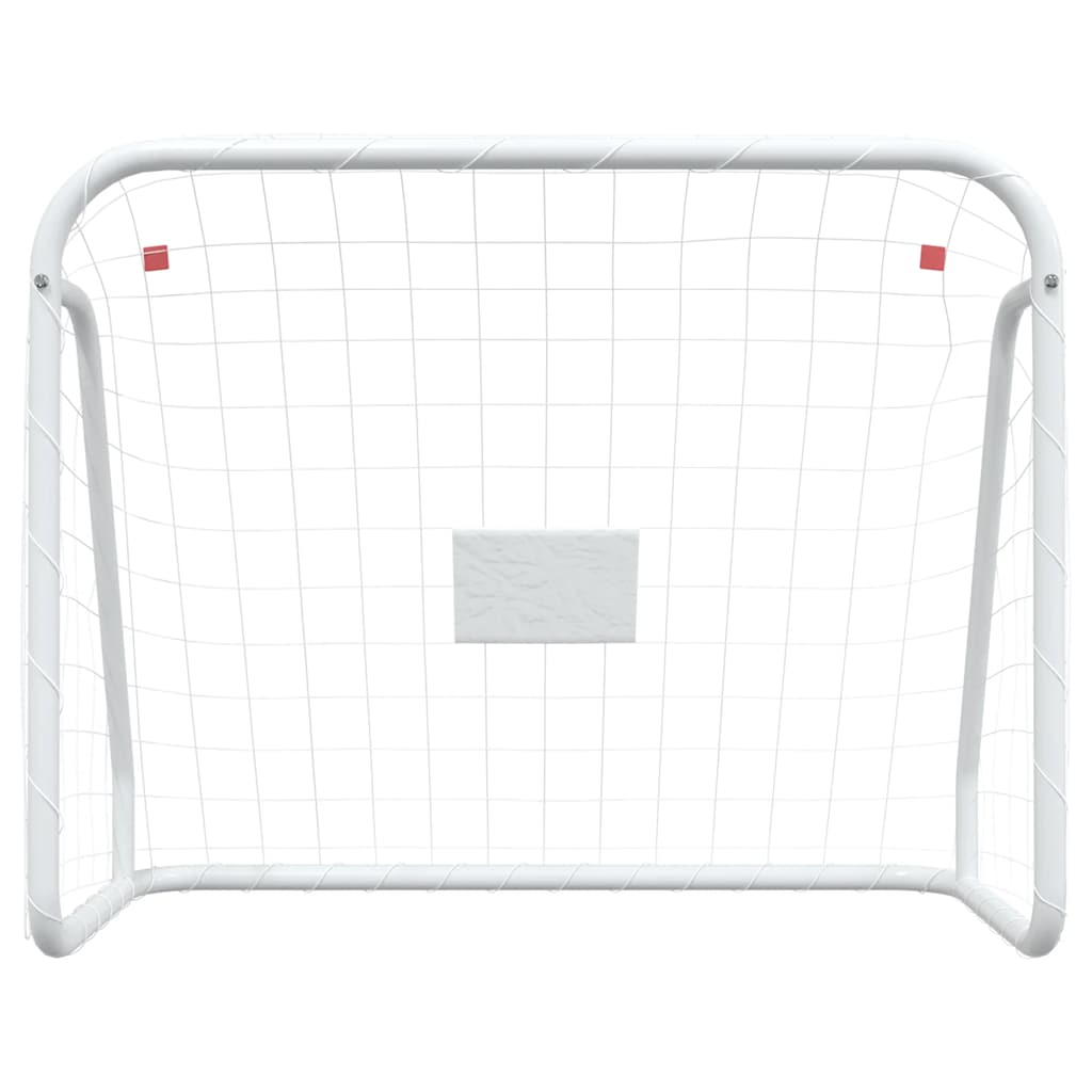 Objectif de football Vidaxl avec acier net 125x96x60 cm et blanc en polyester
