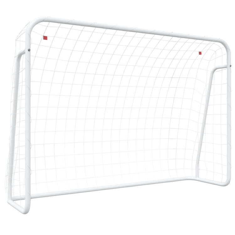 Objectif de football Vidaxl avec net 214x75x152 cm en acier et en polyester blanc