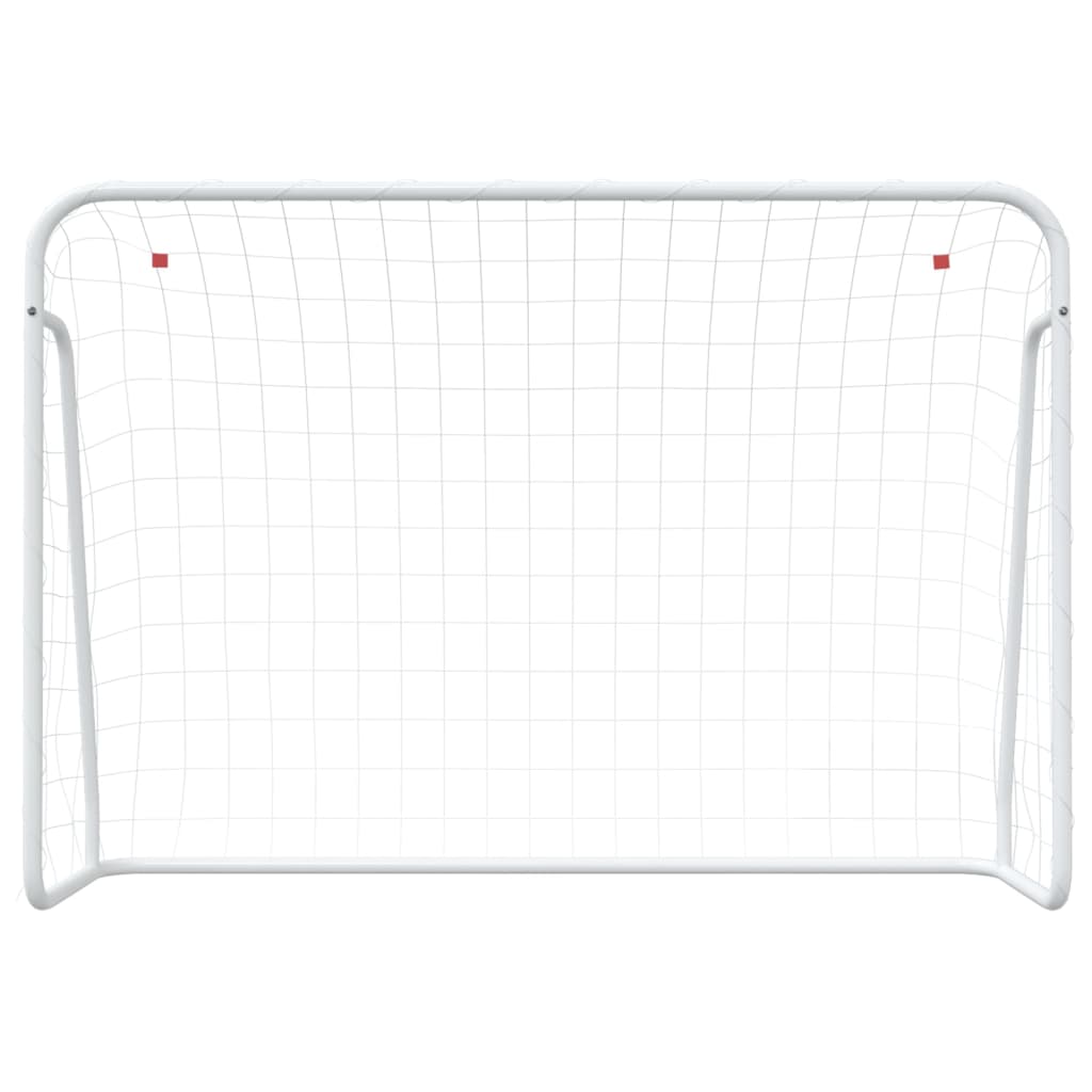 Objectif de football Vidaxl avec net 214x75x152 cm en acier et en polyester blanc