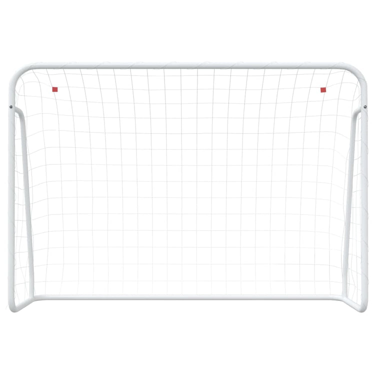 Objectif de football Vidaxl avec net 214x75x152 cm en acier et en polyester blanc