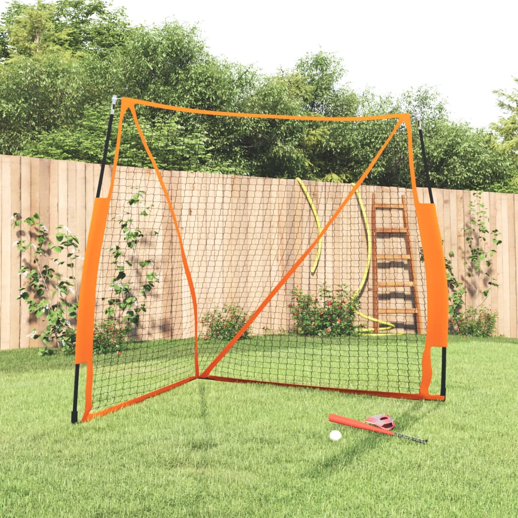 Vidaxl baseball net portable 183x182x183cm en acier polyester orange noir