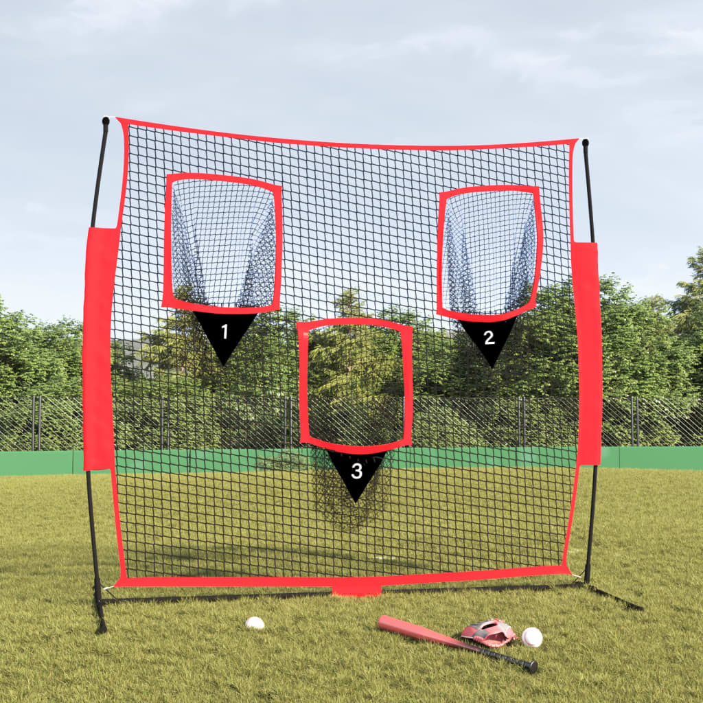 Vidaxl Baseball Net Portable 183x105x183 CM Polyester noir et rouge