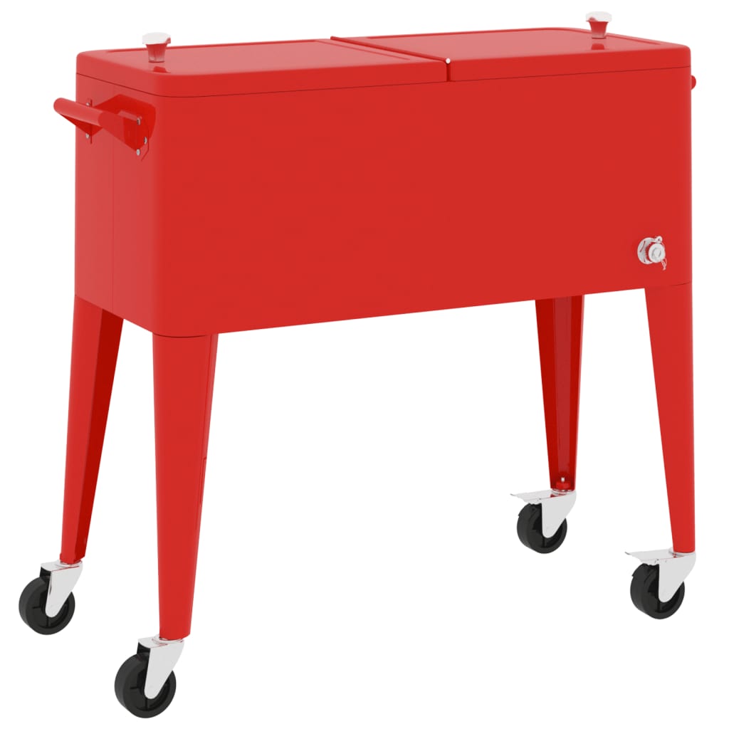 Vidaxl Cool Box sur roues 92x43x89 cm rouge