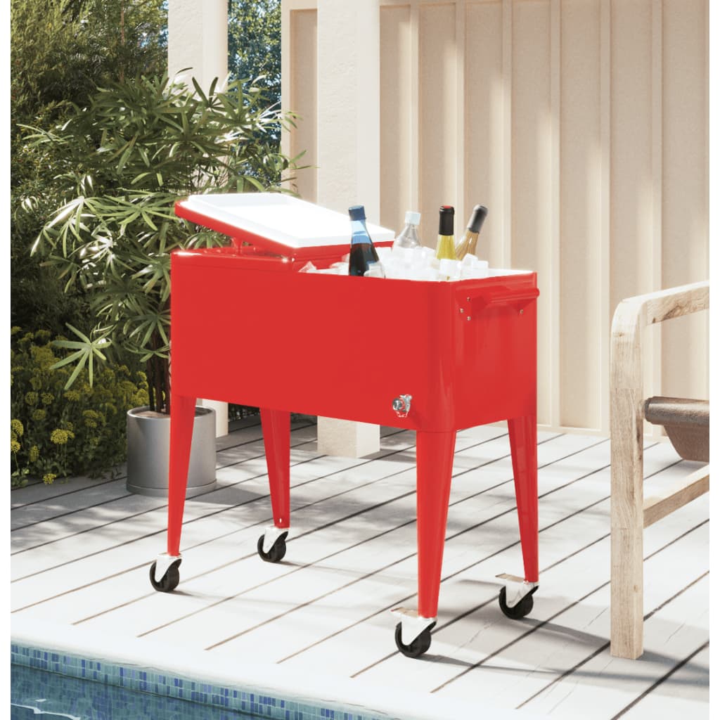 Vidaxl Cool Box sur roues 92x43x89 cm rouge