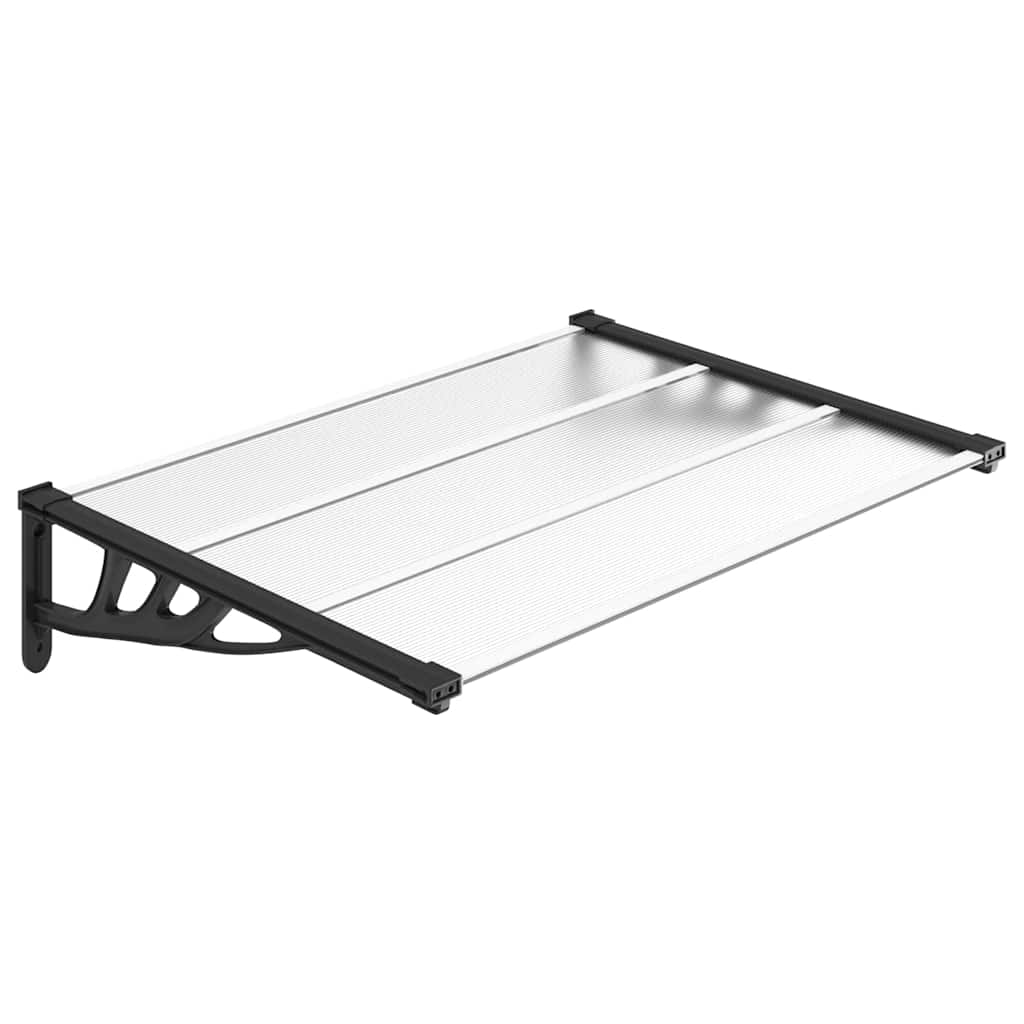 Vidaxl Door auvent 122x90 cm Polycarbonate noir et transparent