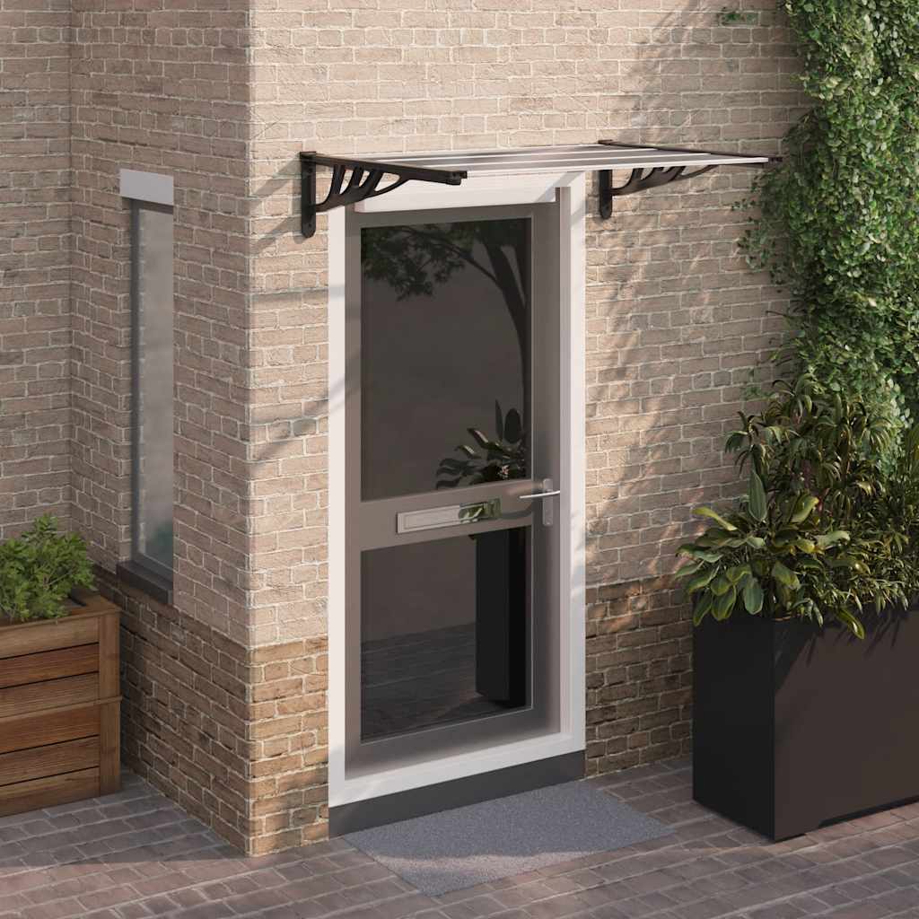 Vidaxl Door auvent 122x90 cm Polycarbonate noir et transparent