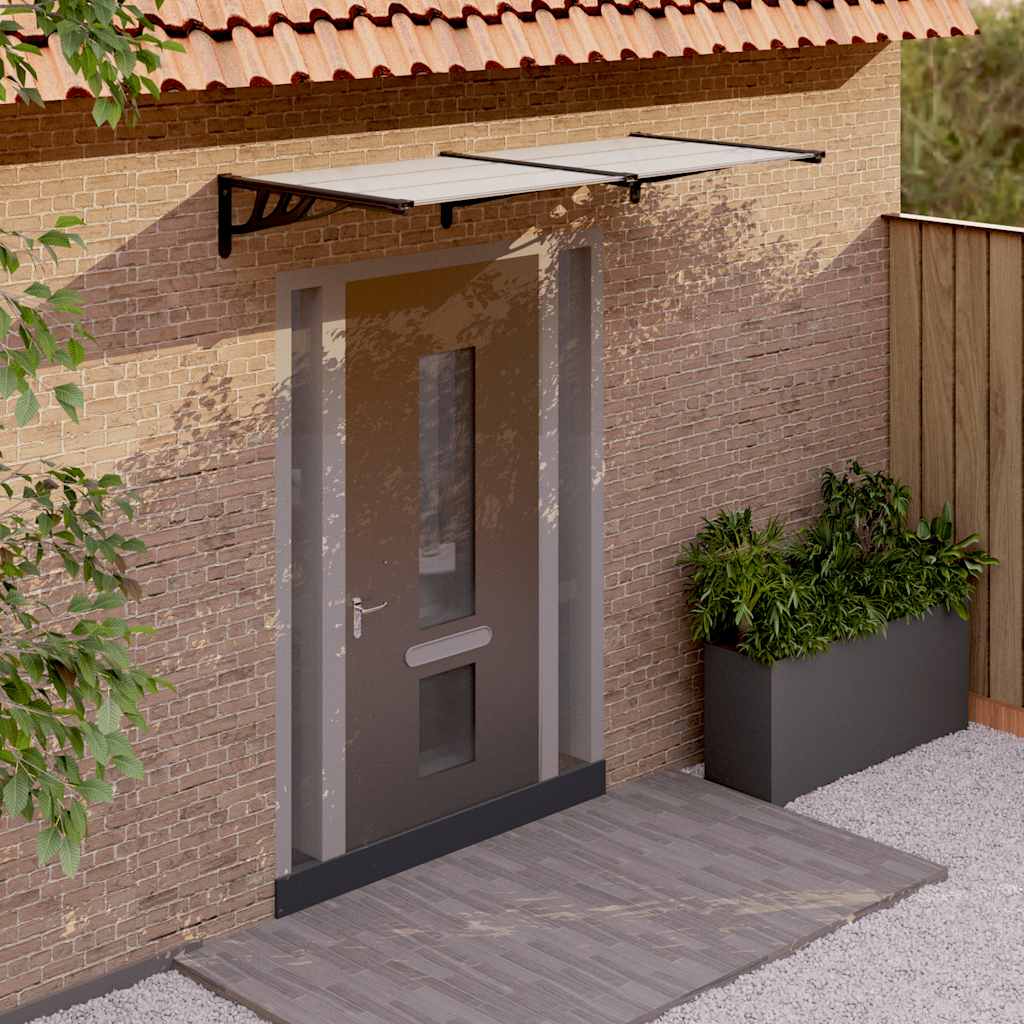 Vidaxl Door auvent 199x90 cm Polycarbonate noir et transparent