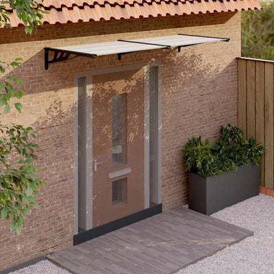 Vidaxl Door auvent 239x90 cm Polycarbonate noir et transparent