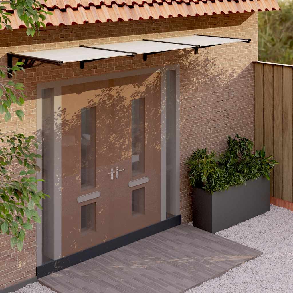 Vidaxl Door auvent 297,5x90 cm Polycarbonate noir et transparent