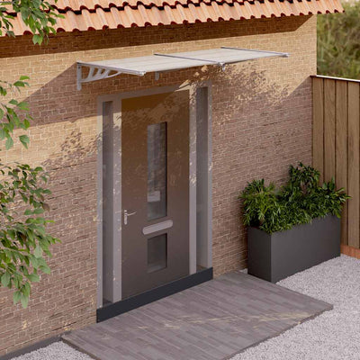 Vidaxl Door auvent 199x90 cm en polycarbonate gris et transparent