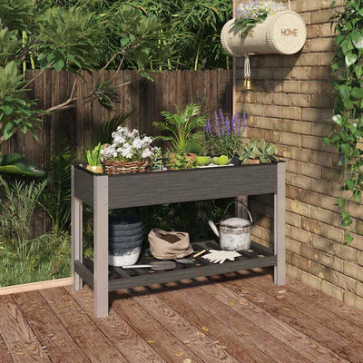 Planteur Vidaxl surélevé avec une étagère 120x50x75 cm gris HKC