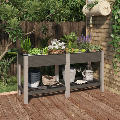 Planteur Vidaxl surélevé avec étagère 150x50x75 cm gris HKC