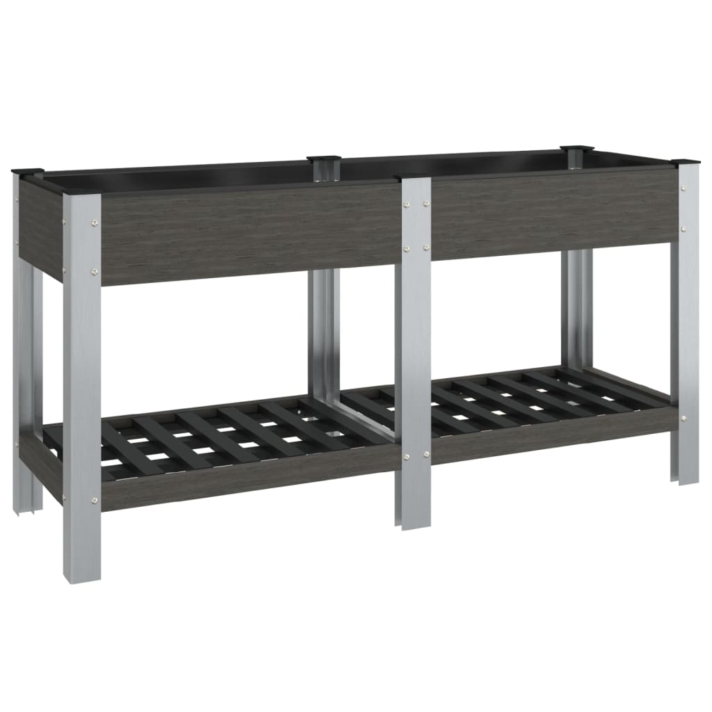 Planteur Vidaxl surélevé avec une étagère 175x50x75 cm gris HKC