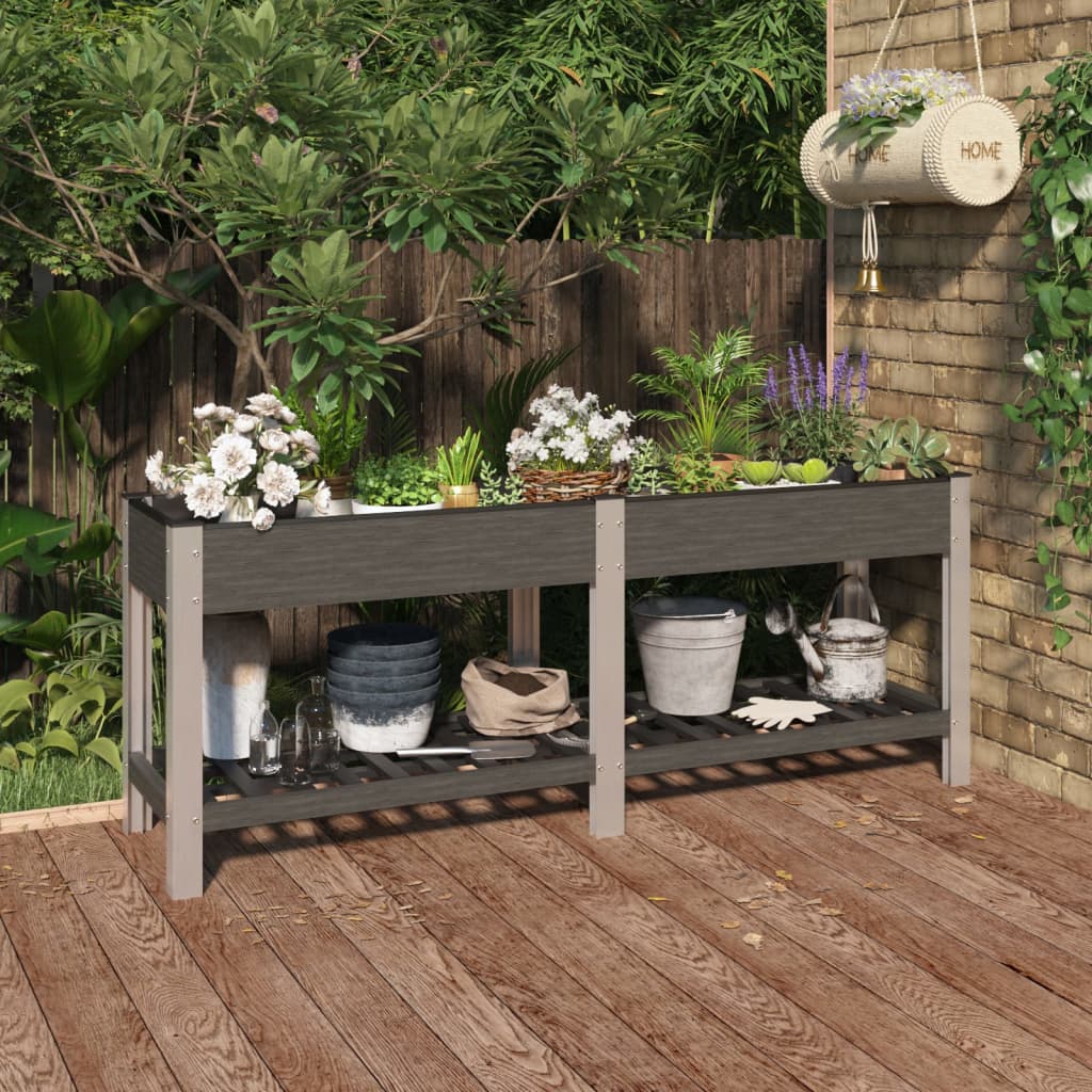 Vidaxl Planter élevé avec une étagère 200x50x75 cm HKC Gray