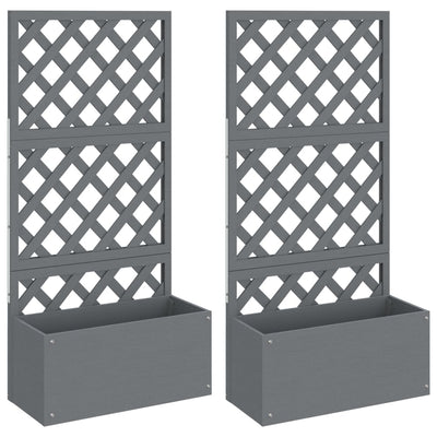 Planteurs Vidaxl avec latwerk 2 PCS 65x33x135 cm HKC Gray