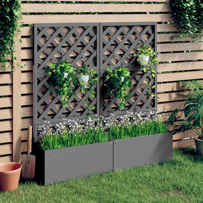 Planteurs Vidaxl avec latwerk 2 PCS 65x33x135 cm HKC Gray