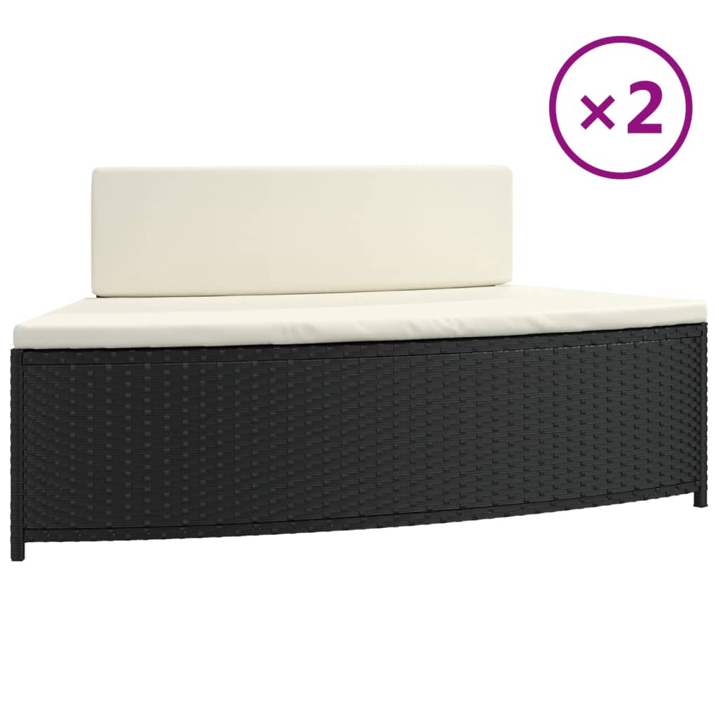 Bancs de spa Vidaxl avec oreillers 2 St Poly Rattan Black