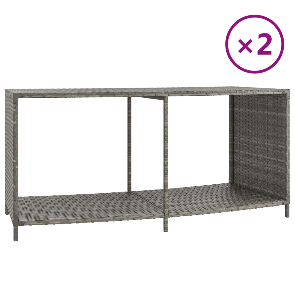 Vidaxl Storage Scores 2 St Poly Rattan Gray