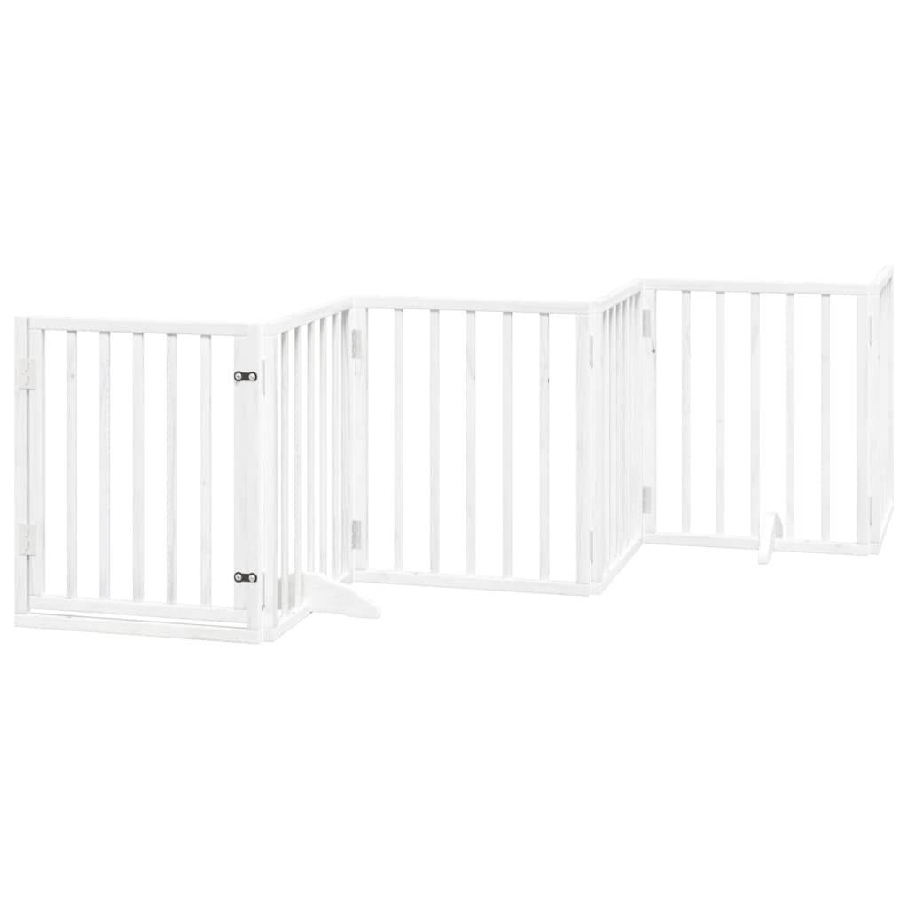 Vidaxx barrière pour chien pliable avec porte 6 panneaux 300 cm bois de peuplier blanc