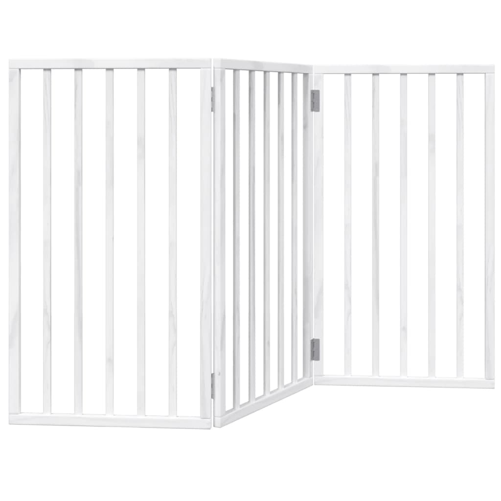 Vidaxl Dog Fence Bollptable 3 panneaux 150 cm populierhout blanc