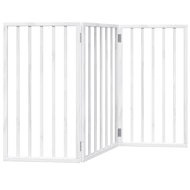 Vidaxl Dog Fence Bollptable 3 panneaux 150 cm populierhout blanc