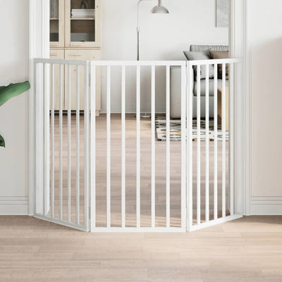 Vidaxl Dog Fence Bollptable 3 panneaux 150 cm populierhout blanc