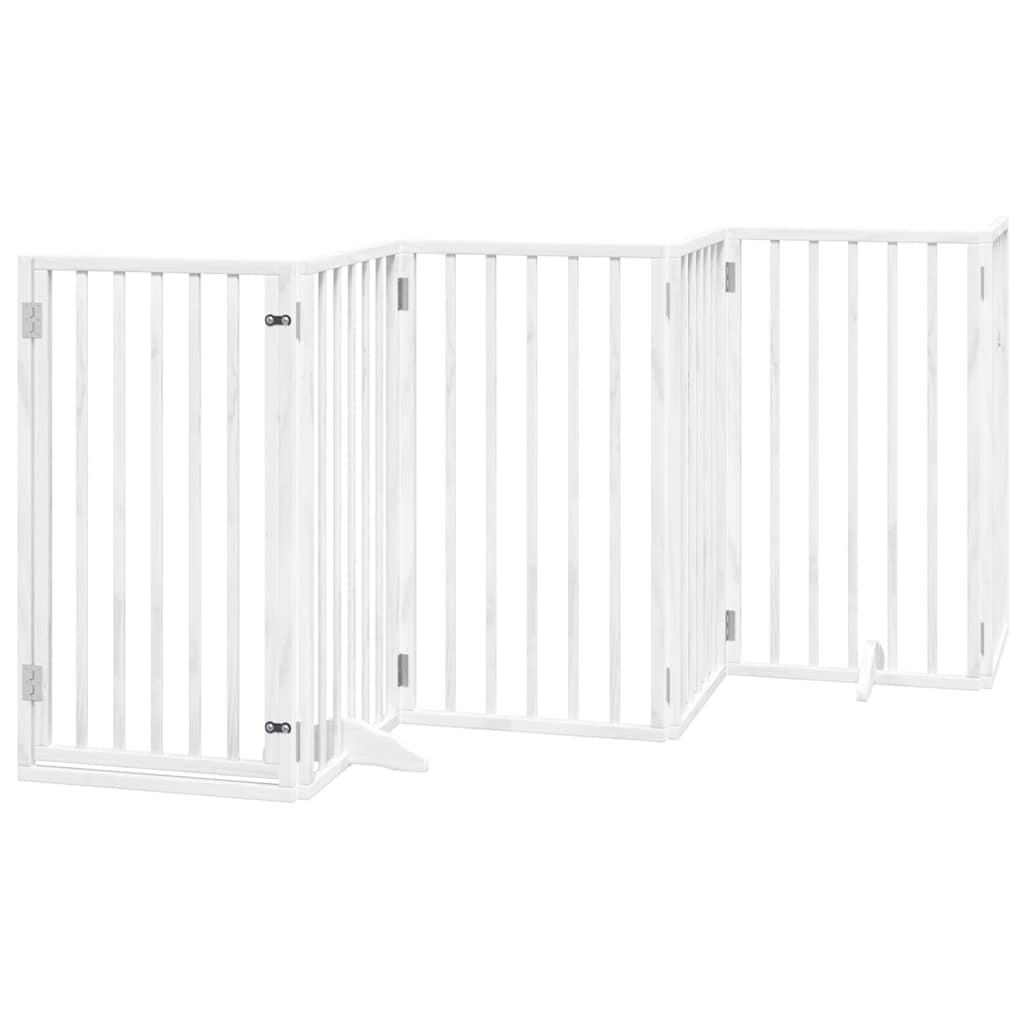 Vidaxl Dog Fence pliable avec porte 6 panneaux 300 cm Populierwood blanc