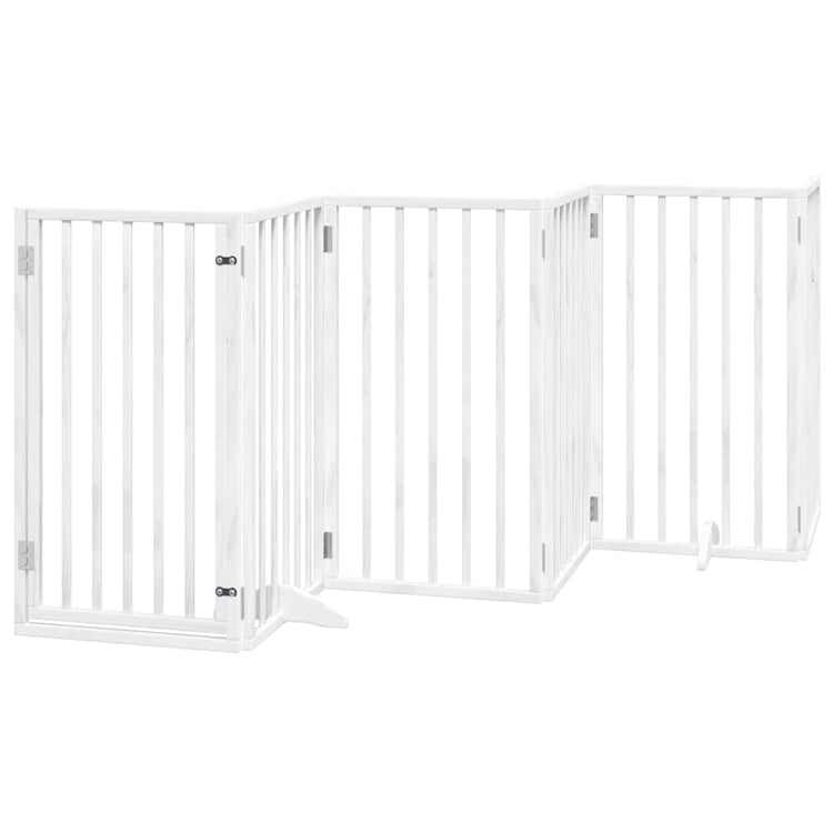 Vidaxl Dog Fence pliable avec porte 6 panneaux 300 cm Populierwood blanc