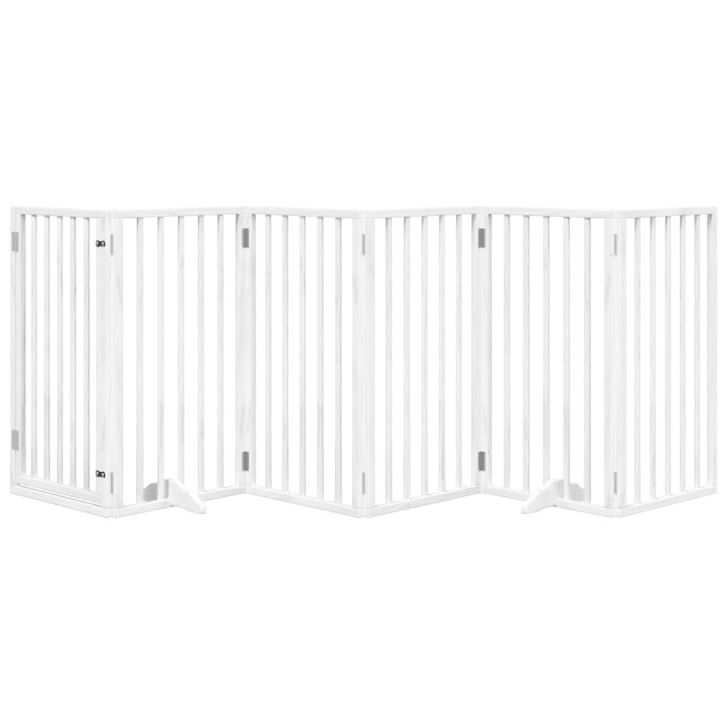Vidaxl Dog Fence pliable avec porte 6 panneaux 300 cm Populierwood blanc