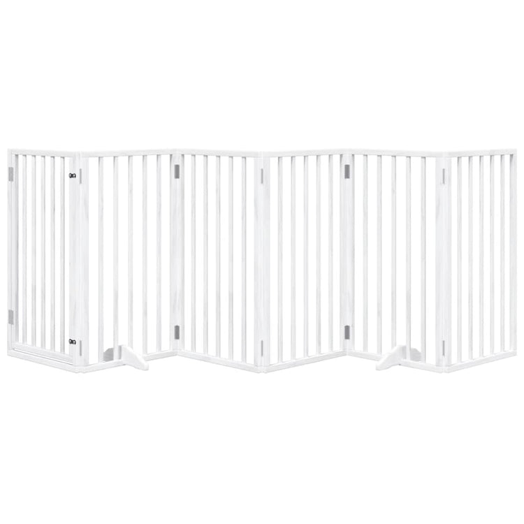 Vidaxl Dog Fence pliable avec porte 6 panneaux 300 cm Populierwood blanc
