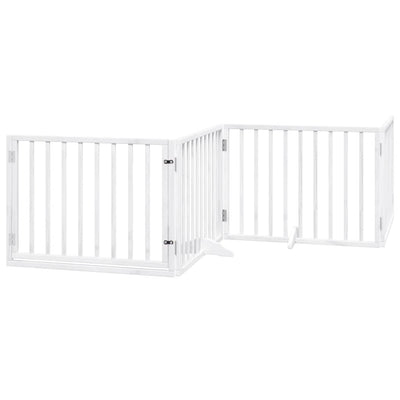 Vidaxl Dog Fence pliable avec la porte 4 panneaux 320 cm populierhout blanc