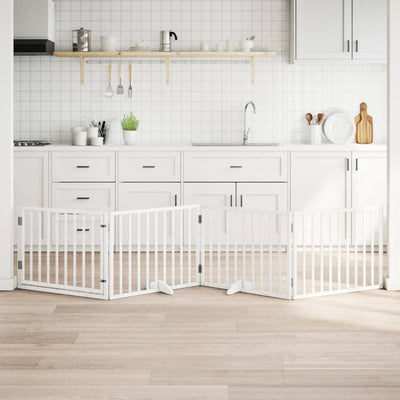 Vidaxl Dog Fence pliable avec la porte 4 panneaux 320 cm populierhout blanc